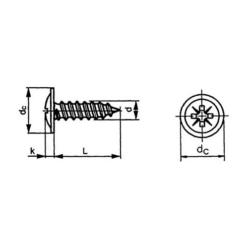 Skruer m/flens, C 3,5 x 13, 100 stk