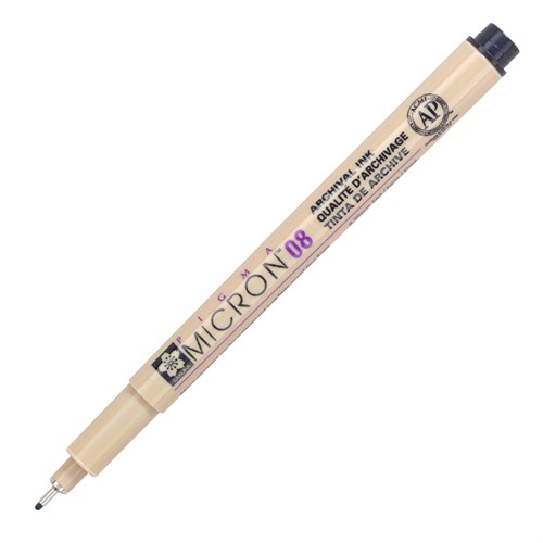 Micron 08 pigma pen, sort, 0,50 mm