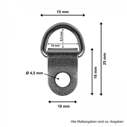 D-ring, forniklet, "standard", 1-hulls,  à 100 stk