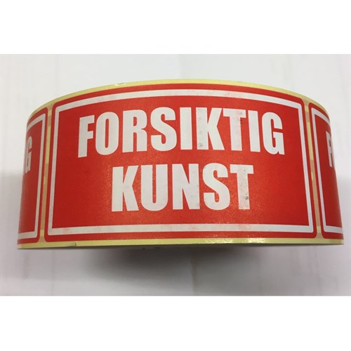Etiketter, "FORSIKTIG KUNST", 110 x 55 mm, à 100